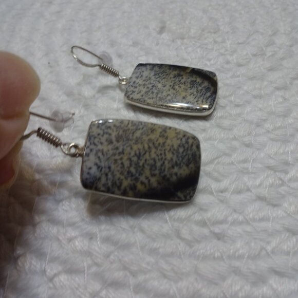 Gorgeous DENDRITE OPAL Handmade Sterling 925 Dangle Earrings #813C - Picture 2 of 3
